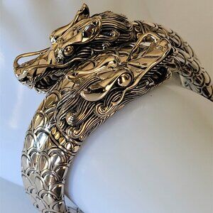 John Hardy Two-Tone 18K YG Silver Legends Naga Double Coil Wrap Bracelet